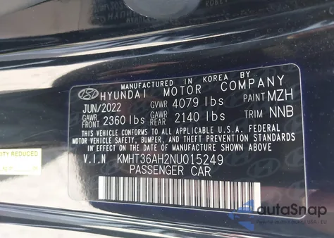 2022 Hyundai Veloster N z USA, uszkodzony, nr VIN KMHT36AH2NU015249